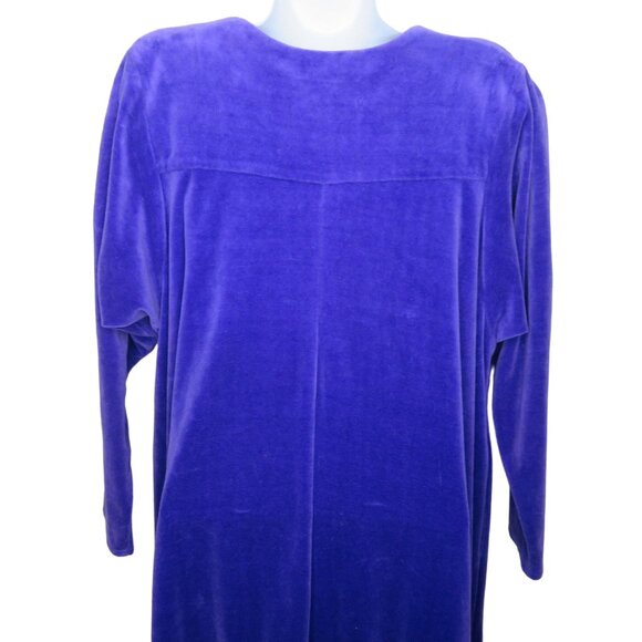 David Brown for I. Magnin & Co. Purple Velour Long Sleeve Caftan Robe Pockets - Picture 14 of 16